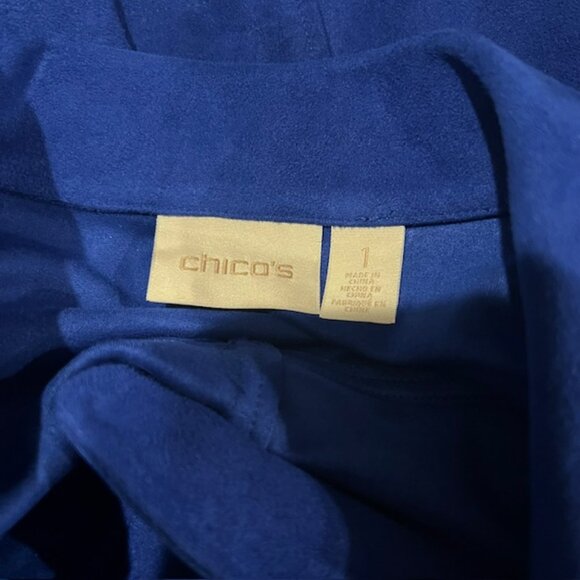 Chico's Blue Suede Like Fabric Long Sleeve Jacket Size M - Picture 7 of 7